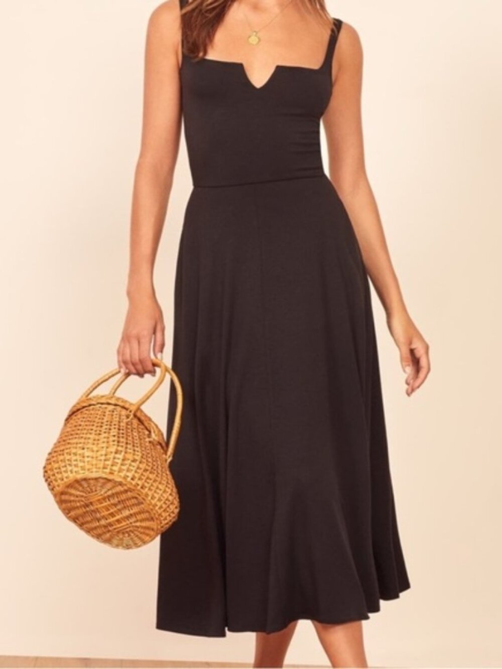 Reformation Black Knit Midi Dress